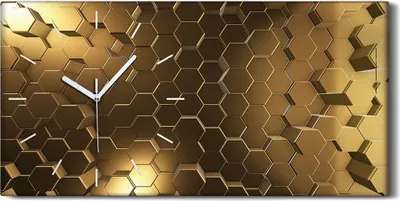 Produktbild von Küchenuhr Bürouhr Leinwand Uhr Geräuschlos 60x30 Abstrakte Kunst Hexagone - weiße Hände