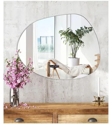 Image de Miroir mural asymétrique, dimensions 36x47,7 cm, verre HD, adhésif, forme irrégulière