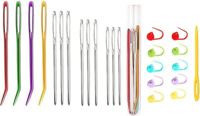 Produktbild von 13 Stück Wollnadel Set zum Vernähen, Stopfnadeln für Wolle, Handnähnadeln und Gobelinnadeln für Garn, Stumpfe Nadeln zum Weben und Handgenähtes Leder