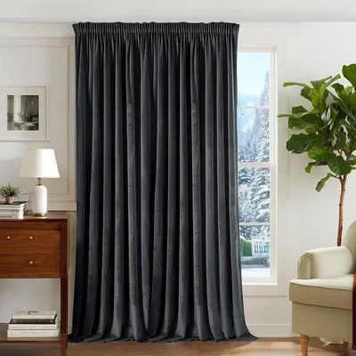 Produktbild von Unyqoos® Grau Samt Thermogardine 245 x 300 cm – wärmeisolierend & verdunkelnd, mit Faltenband für Wohn- und Schlafzimmer
