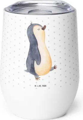 Produktbild von Mr. & Mrs. Panda Thermo Becher Pinguin marschieren - Weiß - Geschenk, Isolierbecher, Stolz, glühweinbecher, Bruder, Thermobecher, Familie, kaffee tasse, thermosbecher