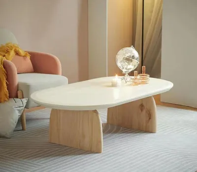 Produktbild von Couchtisch Tisch Beistelltisch Wohnzimmer Holz Modern Luxus Beige Neu