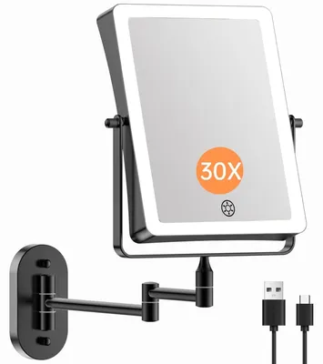 Productafbeelding van Oplaadbare LED Make-up Spiegel met 1/30x Vergroting - Dimbare Wandspiegel