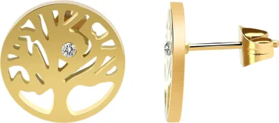 Produktbild von Akzent Edelstahl Ohrstecker, Lebensbaum mit Similibesatz