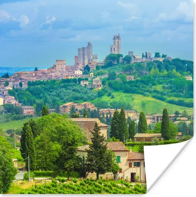 Produktbild von MuchoWow® Poster Die Hügel von San Gimignano in der Toskana 50x50 cm - Wohnzimmerdekoration