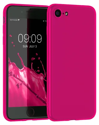 Produktbild von kwmobile Handyhülle für Apple iPhone SE (2022) / SE (2020) / 8 / 7 Hülle - TPU Case - Kabelloses Laden - Schutzhülle Cover in Neon Pink