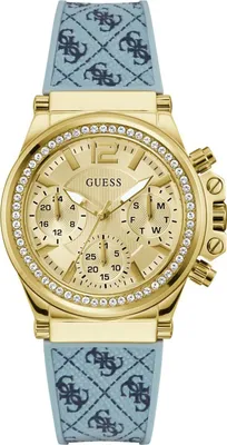 Zdjęcie produktu dla Guess damski wielofunkcyjny zegarek na rękę CHARISMA jasnoniebieski, złoty 38 mm GW0699L1