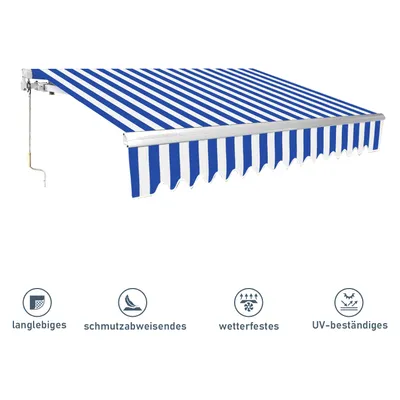 Produktbild von SWANEW Markise Sonnenmarkise Gelenkarmmarkise Balkonmarkise Sonnenschutz Klemmmarkise UV-beständig Fenster Balkone Garten Wasserdicht UV-Schutz  Blau 350x300cm
