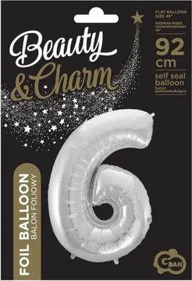 Zdjęcie produktu dla Srebrna Balon Folia B&C w Kształcie Cyfry 6 – Idealna Dekoracja na Twoje Urodziny lub Inne Uroczystości! 92 cm Efektownego Blasku!