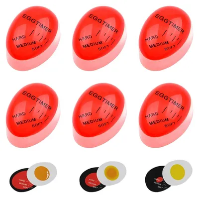 Imagen del producto de Despertadores en forma de huevo que cambian de color, paquete de 6 unidades, reutilizables, para la cocina