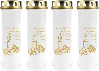Produktbild von Grabkerze Weiß 4er Pack ( Druck Gold ), 100 Stunden/Kerze, Motiv: Kerze
