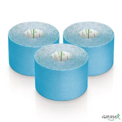 Produktbild von Gatapex 3 Rollen Kinesiologie Tape Hellblau 5, 5 m x 5cm / insgesamt 16,5 Meter