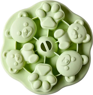 Produktbild von Silikon-Eiscreme- und Geleeform, niedliche Bärenform, Babynahrungs- und Dampfkuchenform, Eiswürfelform, grün