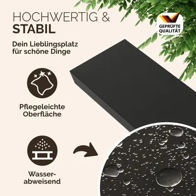 Image de CASARIA 2x Étagères Murales Flottantes 70 cm Noir MDF Robuste Effet Flottant étagère Bois Rangement décoration