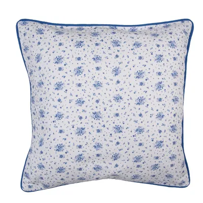 Produktbild von Clayre & Eef Kissenbezug 40x40 cm Weiß Blau Baumwolle Rosen