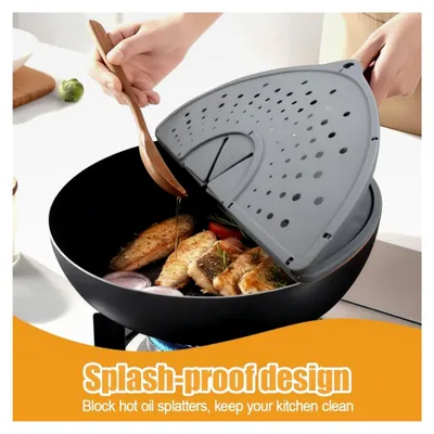 Produktbild von Faltbarer Spritzschutz, 1 Stück 32 cm runder Silikon-Fettspritzschutz, hitzebeständiger Spritzschutzdeckel für Töpfe und Pfannen mit 25–33 cm Durchmesser, spülmaschinenfest