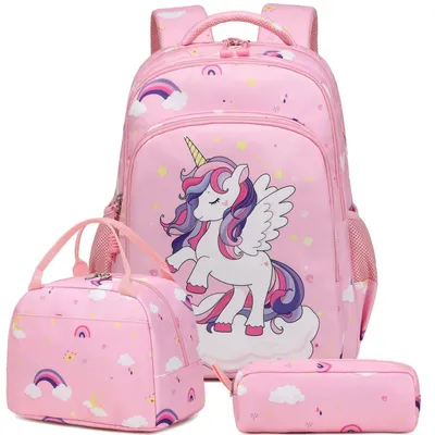 Produktbild von Kinderrucksack Einhorn 3-teiliges Set Rosa für Mädchen 1-3 Klasse