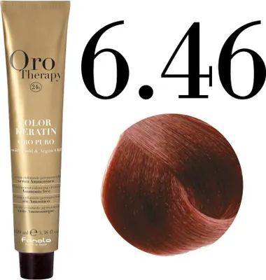 Obrázek produktu pro Fanola Oro Therapy Color Keratin Oro Puro profesionální permanentní barva na vlasy 6.46 100 ml