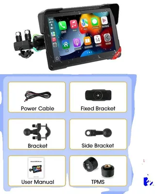 Obrázek produktu pro GPS navigace pro motocykly, 7palcový displej, duální Bluetooth 5.0, bez DVR a TPMS