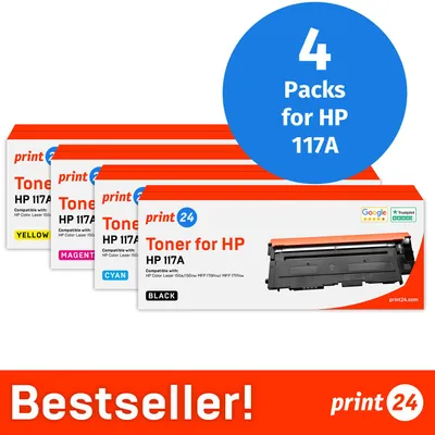 Productafbeelding van NIEUW: print24 Toner voor HP 117A Multipack, compatibel met HP ColorLaser 150, MFP-178, e.d., 4 stuks