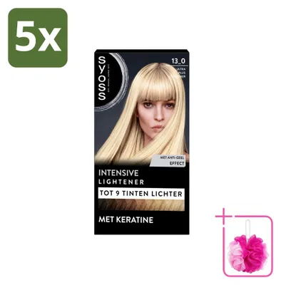 Obrázok produktu pre 5 ks farby na vlasy SYOSS Coloration 13-0 Ultra Plus – odtieňovač, farba na vlasy s keratínom – výhodný balík – 5 kusov