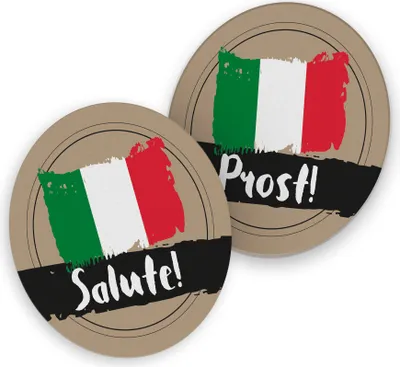 Produktbild von itenga 40x Bierdeckel Untersetzer Salute / Prost Italienisch Grün Weiß Rot