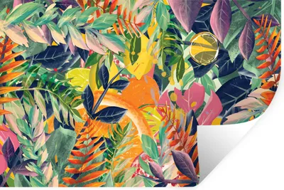 Produktbild von MuchoWow® Wandtattoo Wandsticker Wandaufkleber Blumen - Dschungel - Tropisch 60x40 cm Selbstklebend und Repositionierbar - Wierderverwendbar - Selbstklebend