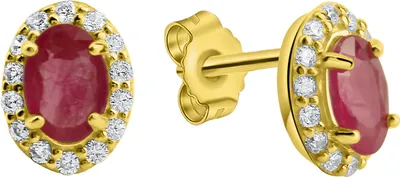 Produktbild von V Ohrstecker 333/- Gold 0,9cm gelb Rubin rot 371320898