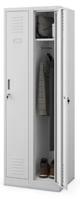 Stahl-Kleiderschrank, 2 Abteile, 180x60x50 cm, Grau