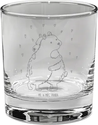 Produktbild von Mr. & Mrs. Panda Glas Eisbär Umarmen - Transparent - Geschenk, Cocktailglas, Trinkglas, gravur, Tumbler, Gute Laune, Longdrinkglas