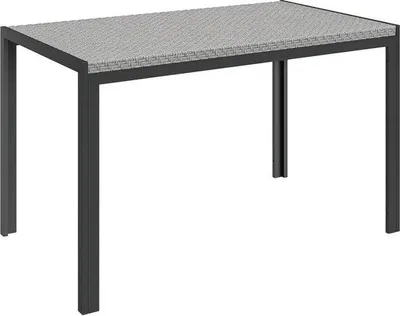 Produktbild von Gartentisch für 4 Personen aus Metall mit Polyrotanplatte - 120 x 70 x 72 cm