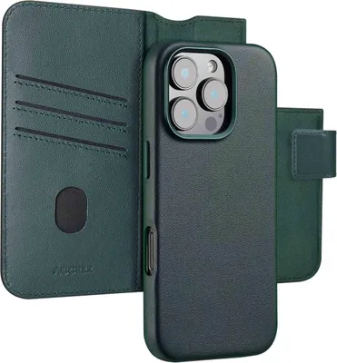 Productafbeelding van Accezz Leather Bookcase 2-in-1 met MagSafe voor de Apple iPhone 16 Pro - Cedar Green