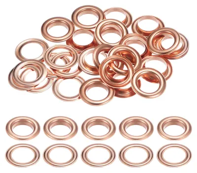 Productafbeelding van Set voor het bevestigen van oogjes - 17 mm buizen met 20 sets oogjes en ringen, inclusief oogjespers en opbergdoos - Zilver - Koper