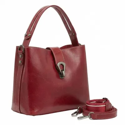 Produktbild von Handtasche „Flora“ aus Naturleder, Umhängetasche aus Vollnarbenleder, minimalistische braune Lederhandtasche, handgefertigte Schultertasche, Alltagstasche
