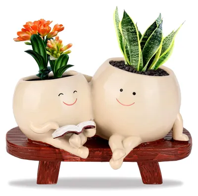 Produktbild von Blumentopf mit Smiley - Großer Schaukel-Gesicht Pflanztopf für drinnen
