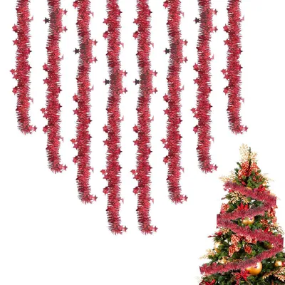 Produktbild von Weihnachtsgirlande 8 Stück mit Sternpailletten Rot 2m