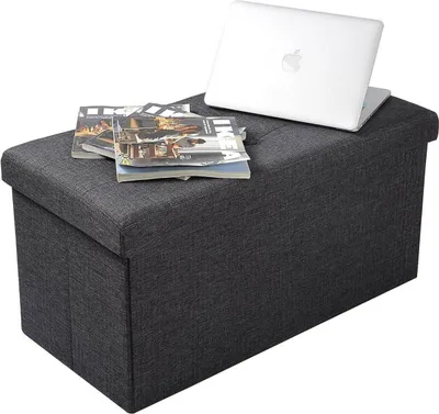 Produktbild von Moderne Aufbewahrungsbank – Dunkelgrau – Sitzbank Pouf – Fußbank mit Stauraum – 76×38×38cm