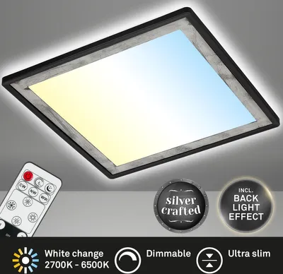 Produktbild von Briloner SLIM DECO LED Panel CCT dimmbar 42x42cm 22W Schwarz-Silber steuerbare Lichtfarbe +Fernbedienung