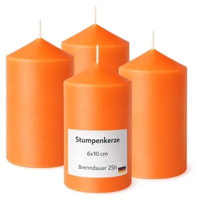 Productafbeelding van Stompkaarsen, Ø6cm x 10cm, oranje, set van 4