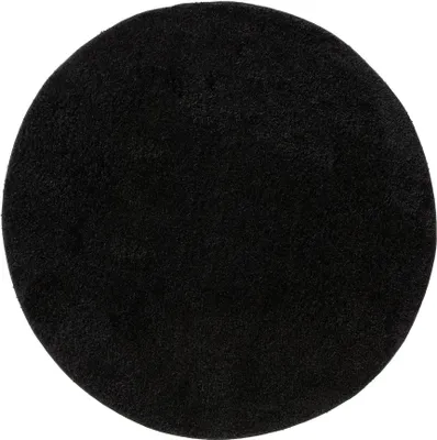 Produktbild von benuta Teppich Wohnzimmer Soho Schwarz ø 160 cm rund Hochflorteppich Wohnzimmerteppich Rutschfest Flauschig Plüsch Shaggy Weich