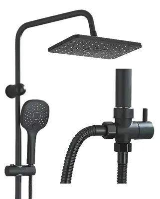 Immagine prodotto di Set di soffioni doccia, altezza regolabile, design quadrato, finitura nero opaco