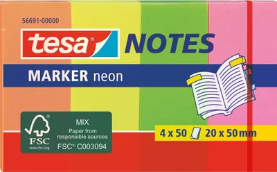 Obrázok produktu pre TESA 56691, Obdĺžnik, Viacfarebný, 20 mm, 50 mm, 50 listy