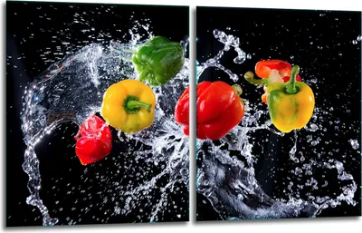 Produktbild von Herdabdeckplatten 2x40x52 Glaskeramikkochfeld 2-Teilig Glas Spritzschutz Gemüse