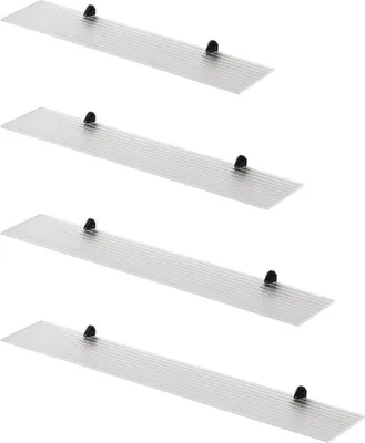 Produktbild von HOOZ Glasregal – Transparent Geriffelt – 6 mm Sicherheitsglas – inkl. Halterung Schwarz matt – 90 cm
