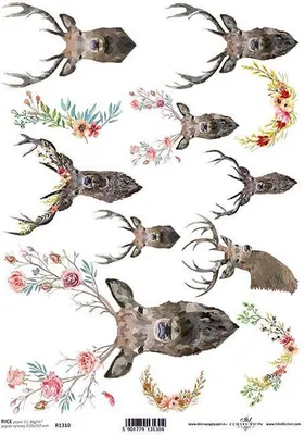 Zdjęcie produktu dla Papier ryżowy do decoupage ITD-R1310 jelenie