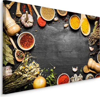 Zdjęcie produktu dla Obraz Ozdoba Ścienna ekskluzywna 3D do kuchni ZIOŁA przyprawy rośliny 90x60cm