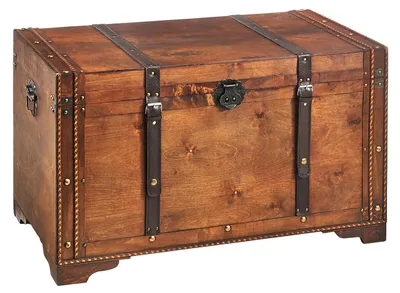 Produktbild von Kobolo Truhe Schatztruhe Holztruhe KEEPER 80x45x50 cm mit Metalldetails und Kunstlederverschluss | Holzkiste mit Verschluss Wäschetruhe Aufbewahrung