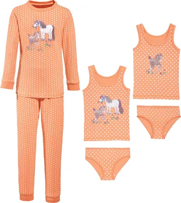Produktbild von Erwin Müller Mädchen-Wäsche-Set 6-teilig apricot/weiß 134 / 140