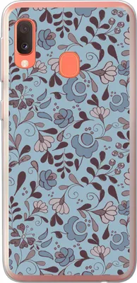 Produktbild von MuchoWow® Handyhülle Schutzhülle Hülle für Telefoonhoesje Samsung Galaxy A20e Muster - Blume - Grau - Blau Silikon Softcase Handy Hülle - Abdeckung
