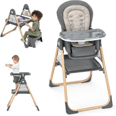Productafbeelding van Kinderstoel - Eetstoel Peuter - Eten en Spelen - 9-in-1 Multifunctioneel - 82 x 59 x 119 cm - Zwart